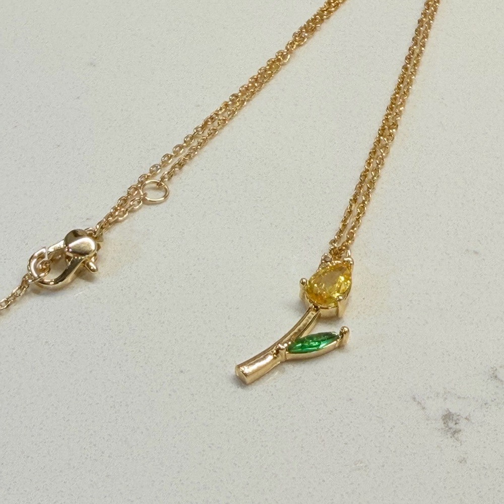 Kate Spade Gold Tone Yellow Tulip Flower Pendant Necklace